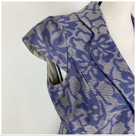 Aiden Mattox Blue and Taupe Floral Jacquard Cocktail Dress Sz 8 - Picture 7 of 12